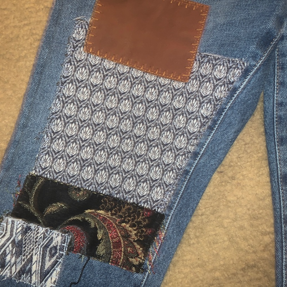 Free People Poppy Patch Straight Leg Jeans $148 Size 30x27 - Picture 7 of 13